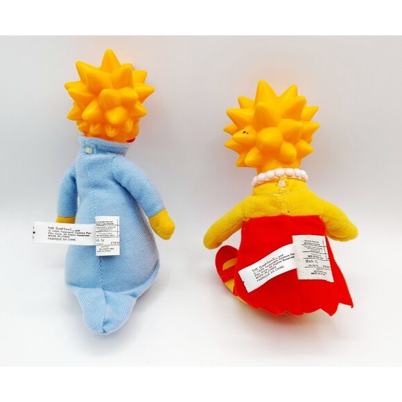 Lisa & Maggie Simpson 1990 Plush Doll Vinyl Rubber Head 1990s The Simpsons - Picture 2 of 4